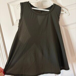 Lululemon Fast As Light Tank SE Frilled DKOV Dark Olive SZ 8